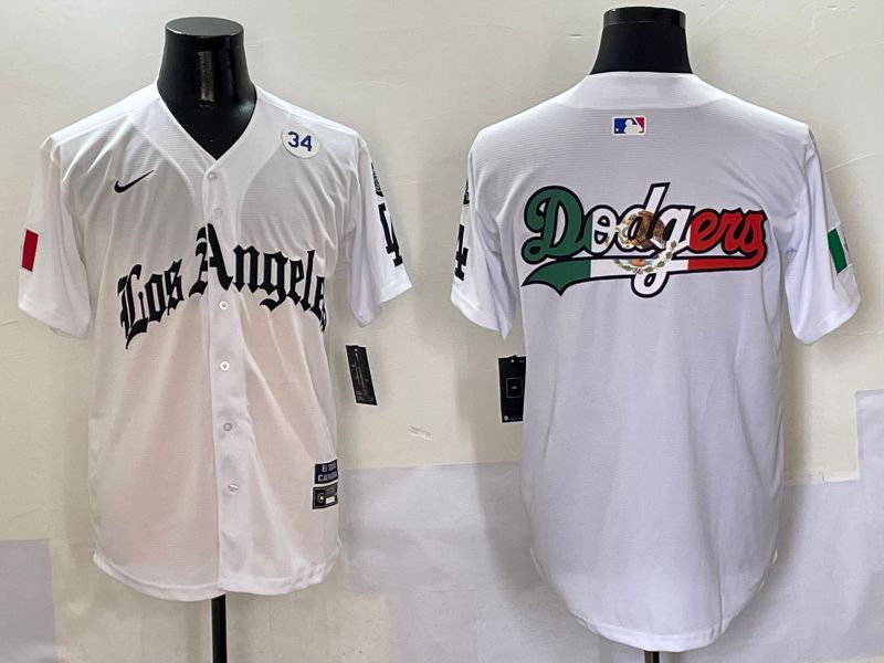 Men Los Angeles Dodgers Blank White Five generations Joint Name 2025 Nike MLB Jersey style 12